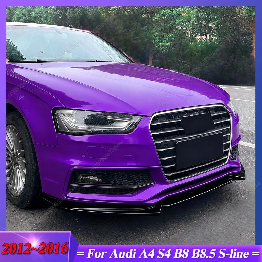 For Audi A4 S4 B8 B8.5 S-line 2012-2016 Gloss Black Car Front Bumper Lip Diffuser Splitter Spoiler Maxton Style Bodykits Tuning