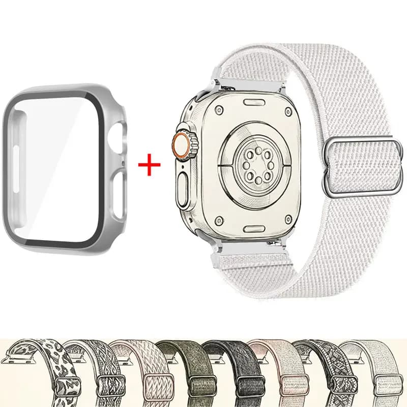 Adjustable Strap For Apple Watch Band 45mm 44mm 40 41mm Bracelet Correa iWatch 9 8 7 6 5 4 SE Nylon Loop Watchband Accessories