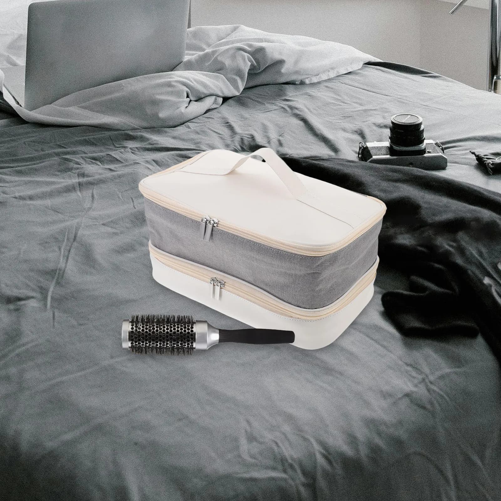 Double Way Travel Case for Hair Dryer, Light Portable Bag for Hair Tools, Organizer for Hair Dryer, Iron Hair Clips and Plate