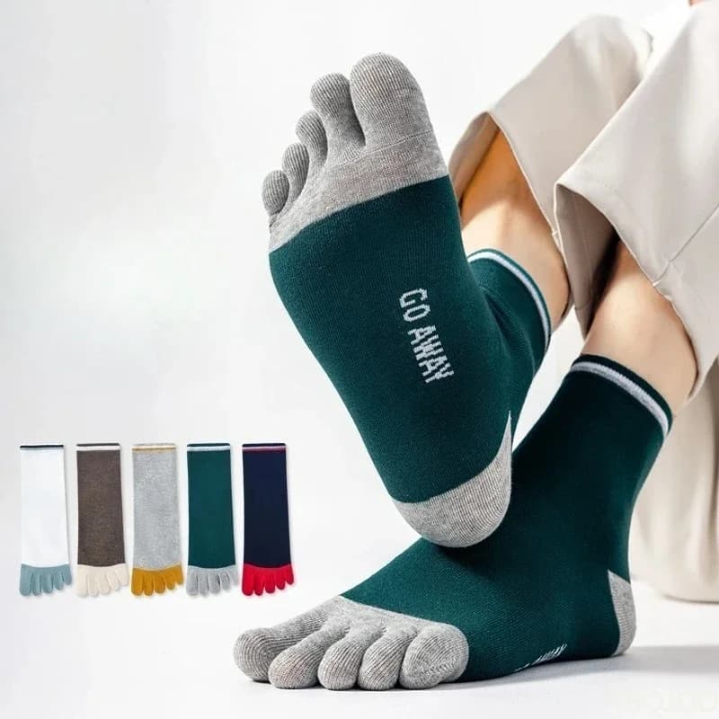5 Paia di Calzini da Uomo a Cinque Dita alla Moda per Primavera e Autunno, Traspiranti e Assorbenti, Calzini a Dita Separate