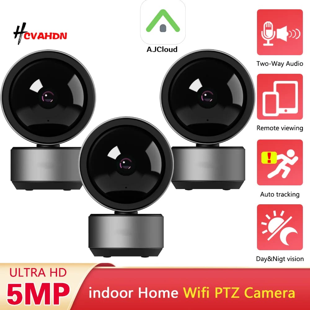 Telecamera IP WiFi PTZ 5MP per Sorveglianza e Sicurezza, Monitor per Bambini con Tracciamento Automatico delle Persone, Audio Bidirezionale, Videocamera Wireless per Interni