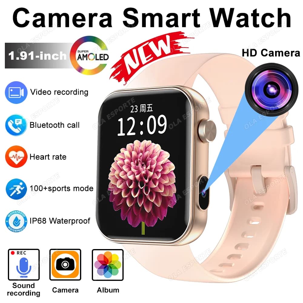 2025 New Men Watch Smart 1.91 "AMOLED Bluetooth Screen Video Recording Camera Call Women Smartwatch Monitoring Sleep Cardiac Frequency