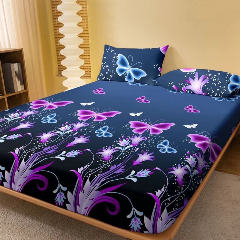 1 sheet with matt corners printed in simple and modern butterfly, bedspread for bedroom, bed linen (excluding pillowcase)