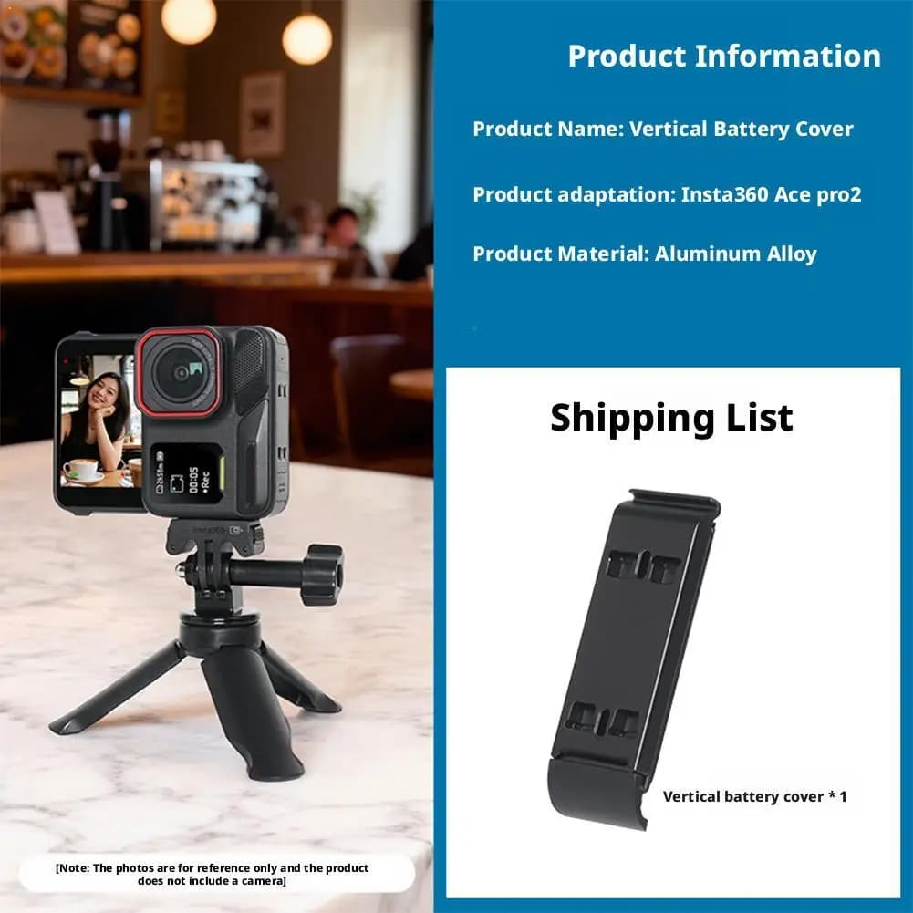 Quick Release Magnetic Battery Side Interface Cover for Insta360 Ace Pro 2 Aluminum Alloy Vertical Replacement