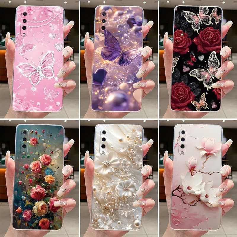 Per Xiaomi Mi 9 Lite custodia trasparente di lusso moda farfalla fiore morbida copertura in silicone TPU per Xiaomi9 9Lite custodia trasparente per telefono