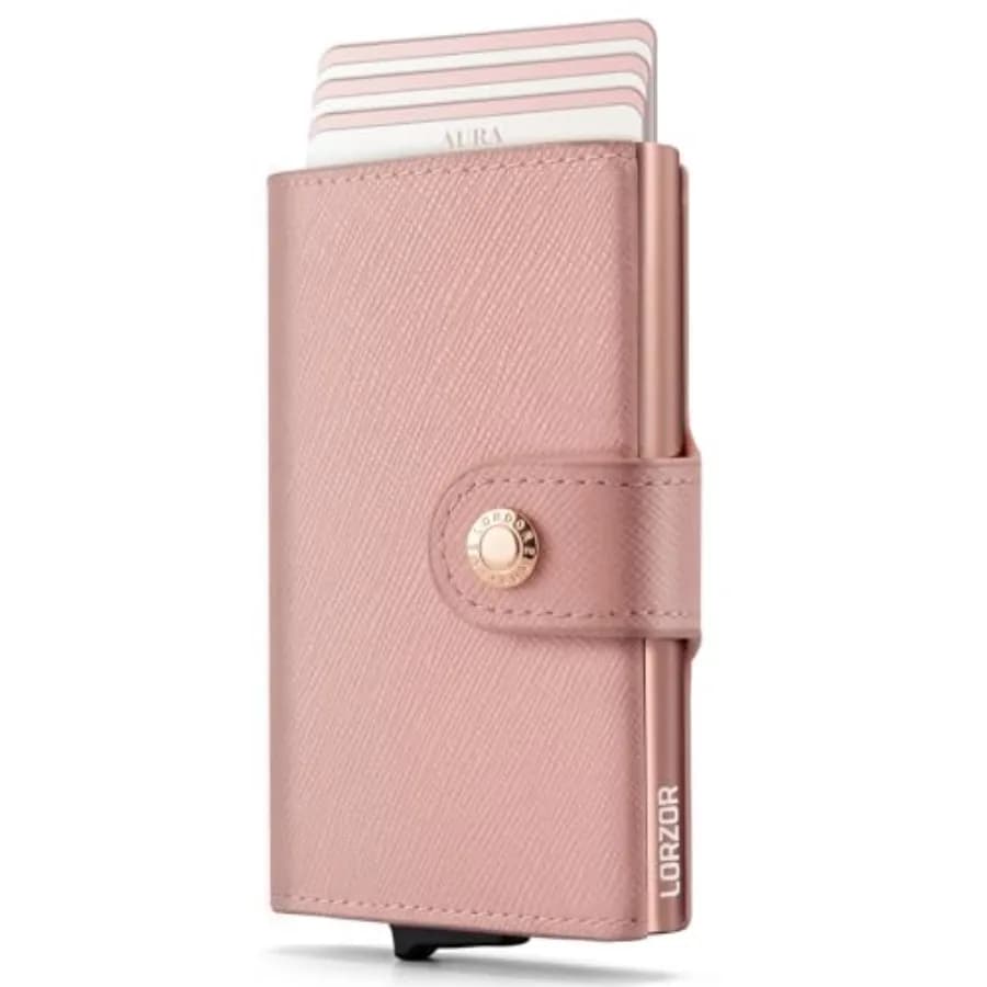 Portafoglio da Donna con Blocco RFID, Sottile e Compatto, in Pelle a Grana Piena, Porta Carte di Credito Pop-up, Trifold, Minimalista