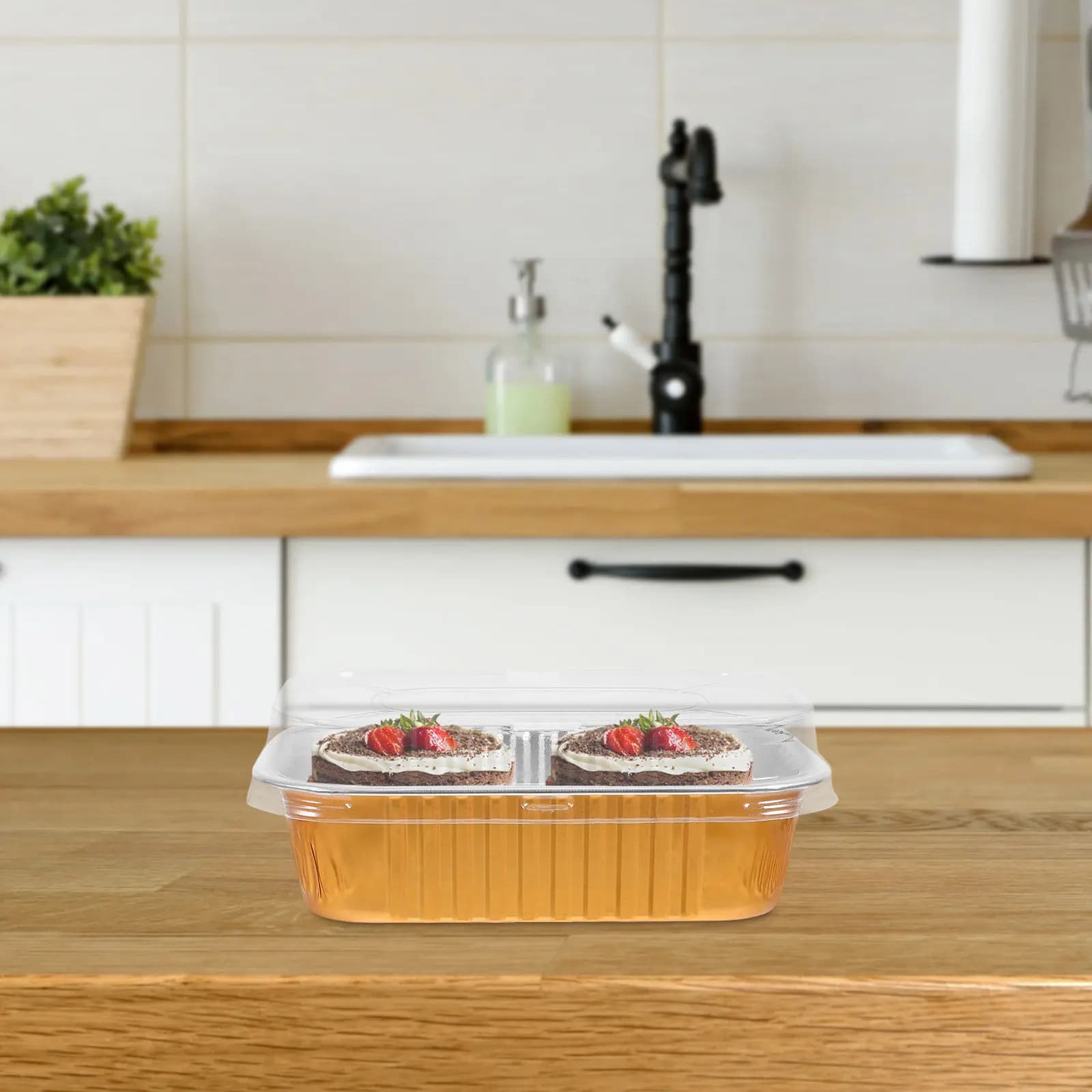 Set of 6 Aluminium Disposable Containers Barbecue, Cooking and Grilled Resistant, Food Containers with Piatto Bottom Stackable for Picnic and Weddings