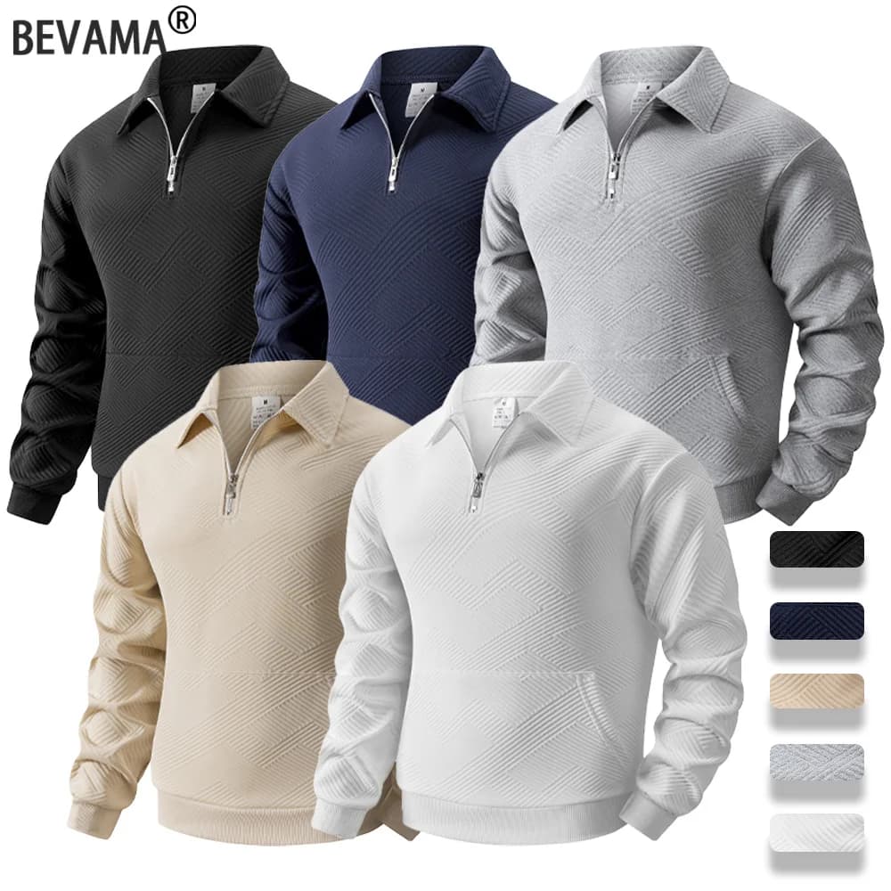 Felpa casual da uomo autunnale con zip a un quarto maglione pullover tinta unita maglione da esterno quotidiano manica lunga polo dolcevita top maschili