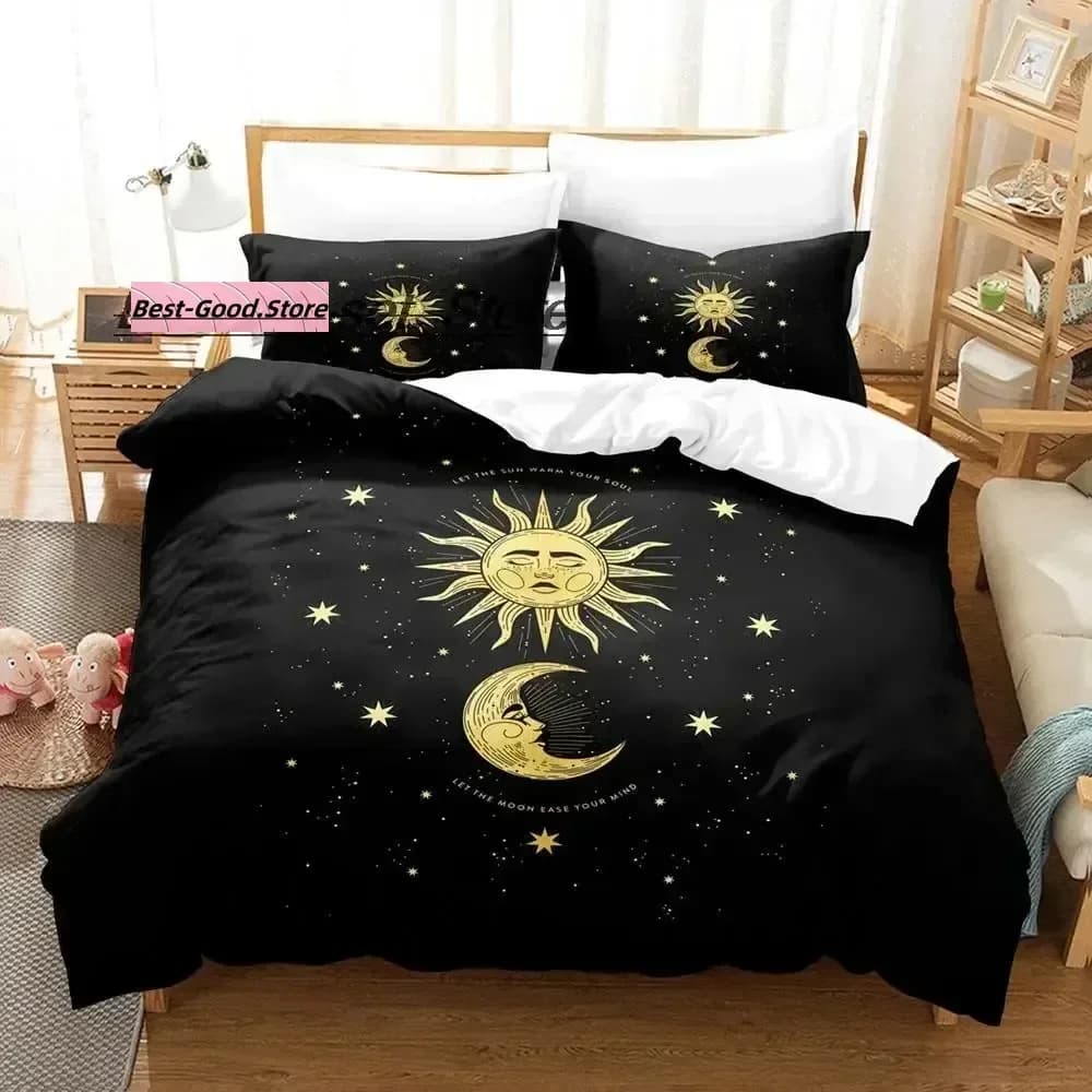Offerta Speciale: Set di Biancheria da Letto con Motivo Luna e Strega, Disponibile in Varie Misure, per Adulti e Bambini, Set Copripiumino e Lenzuola Anime