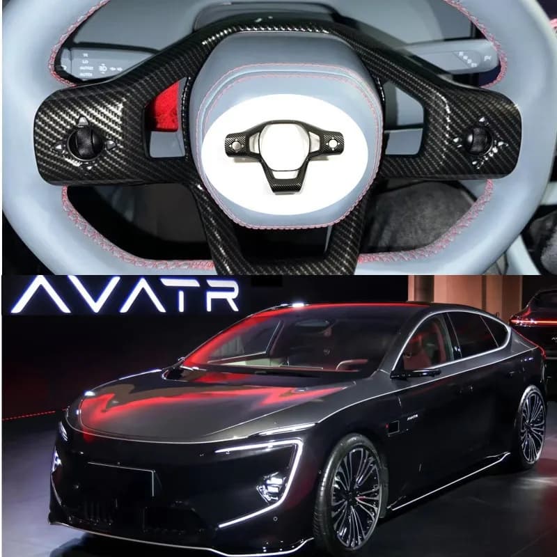 Per AVATR 12 2023 2024 2025 Accessori Auto ABS Volante In Fibra di Carbonio Trim Copertura Adesivo Styling