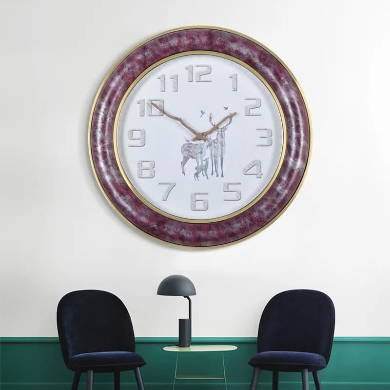 Simple silent wall clock for living room, modern round metal wall clock for Japanese domestic use