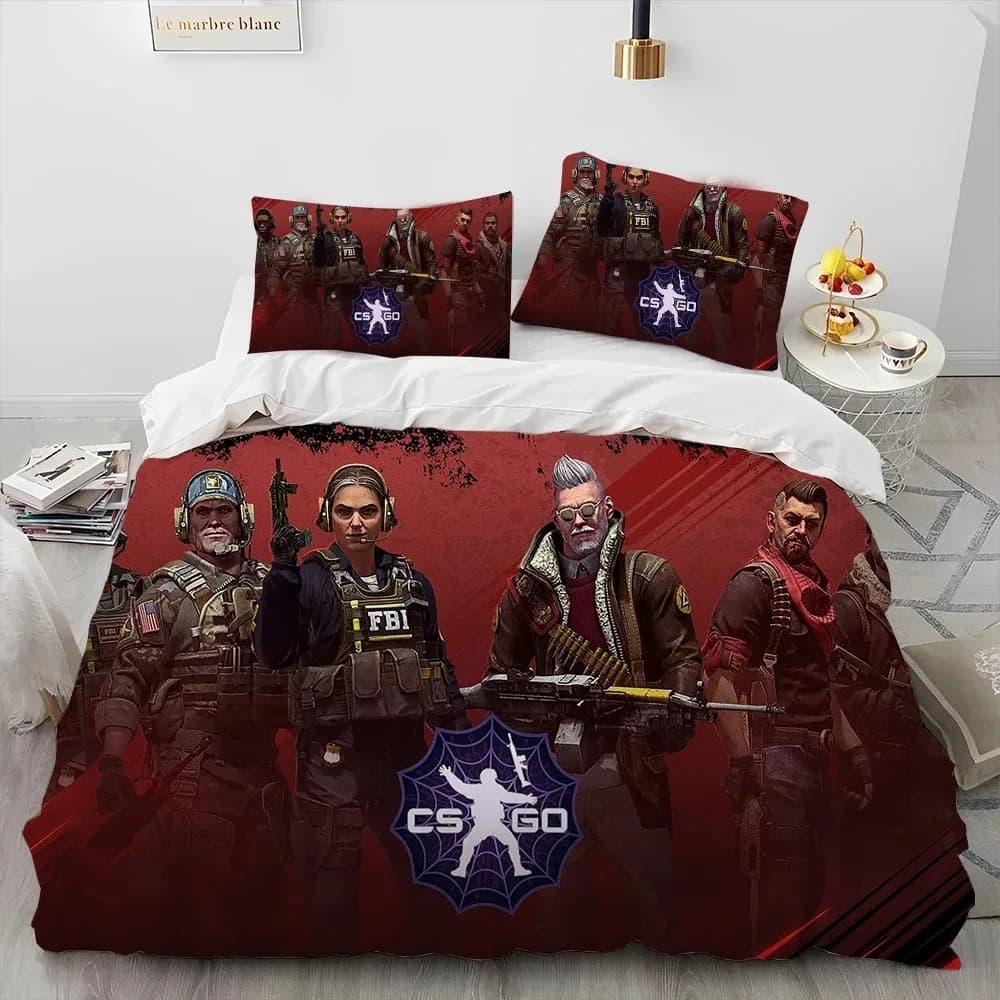 CS GO, giocatore di gioco, set di biancheria da letto consolatore da appoggio, set copripiumino copripiumino federa, set di biancheria da letto king queen size ragazzo