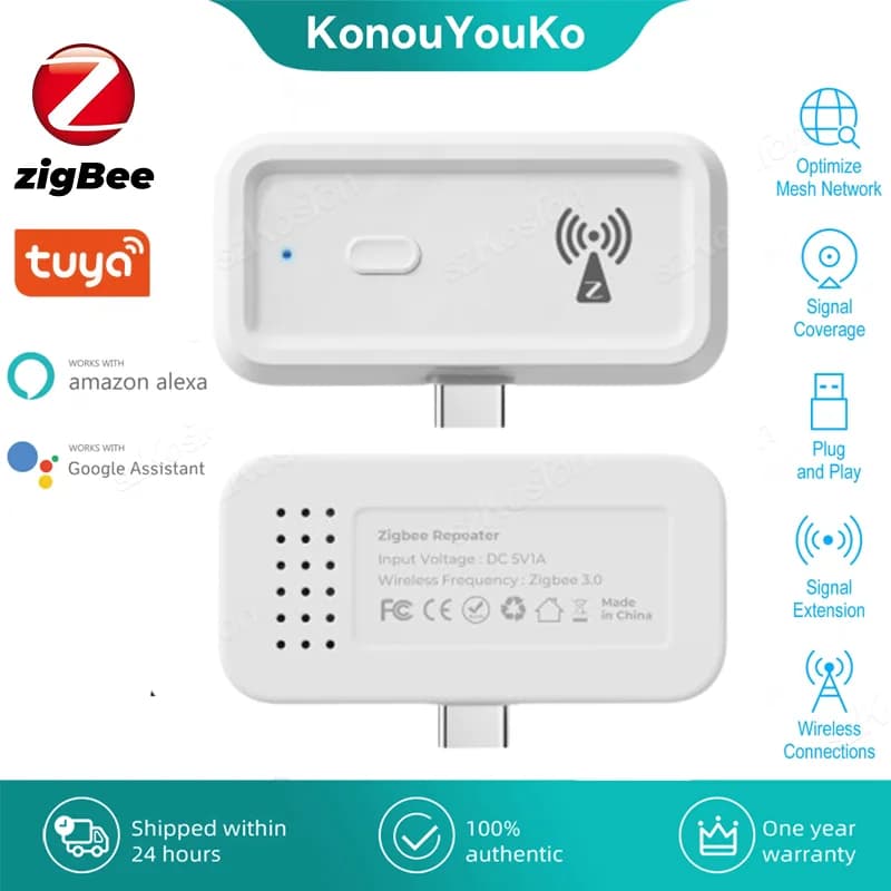 Tuya ZigBee Type C Signal Repeater Extender Smart Home Automation Devices Works with the APP ZigBee Gateway Hub Smart Life