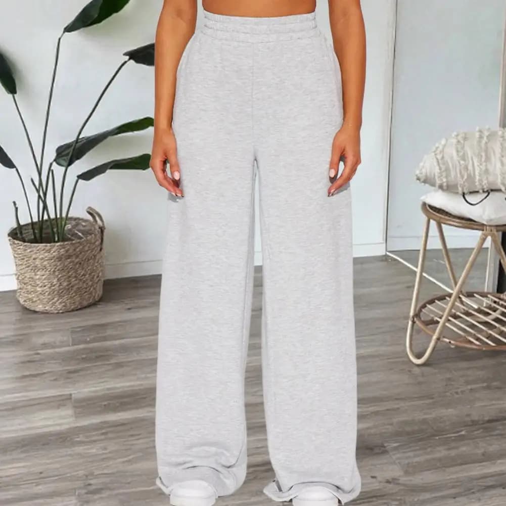 Pantaloni sportivi stile hip-hop a vita alta Pantaloni lunghi casual da donna Pantaloni casual da donna Pantaloni larghi a gamba larga con tasche elastiche