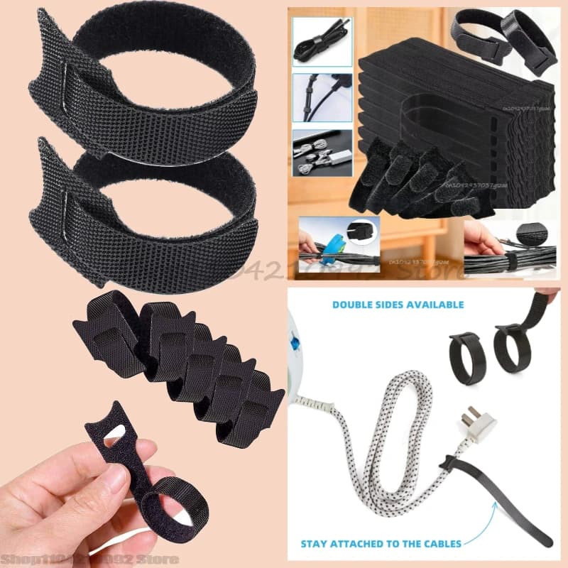 Fascette stringicavo in nylon nero, regolabili, con chiusura a laccio, per cavi e fili, multiuso, per organizzare e avvolgere