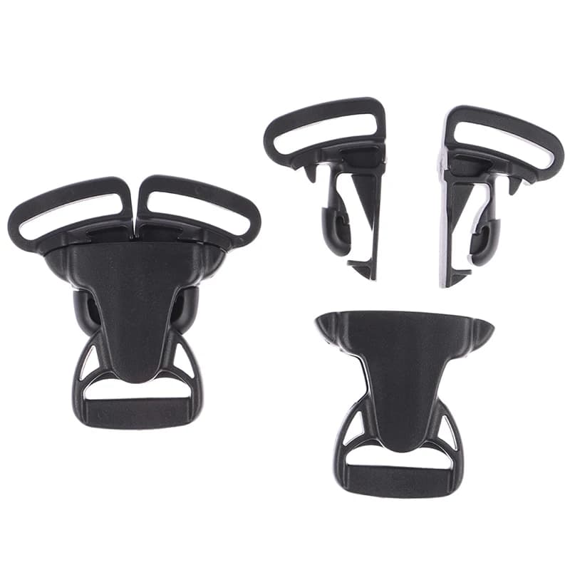 Zaino con fibbia a sgancio laterale a tre punti a 3 vie da 25 mm, accessorio per marsupio nero in plastica rapida, borsa per seggiolino auto