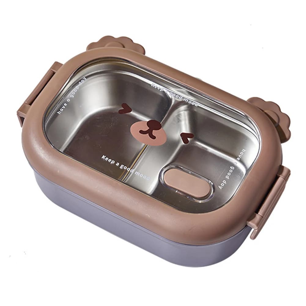 Lunch Box in acciaio inossidabile per cartoni animati, 2 scomparti, a prova di perdite, con chiusura a doppia faccia, per deposito di pasti/frutta/verdura e insalate