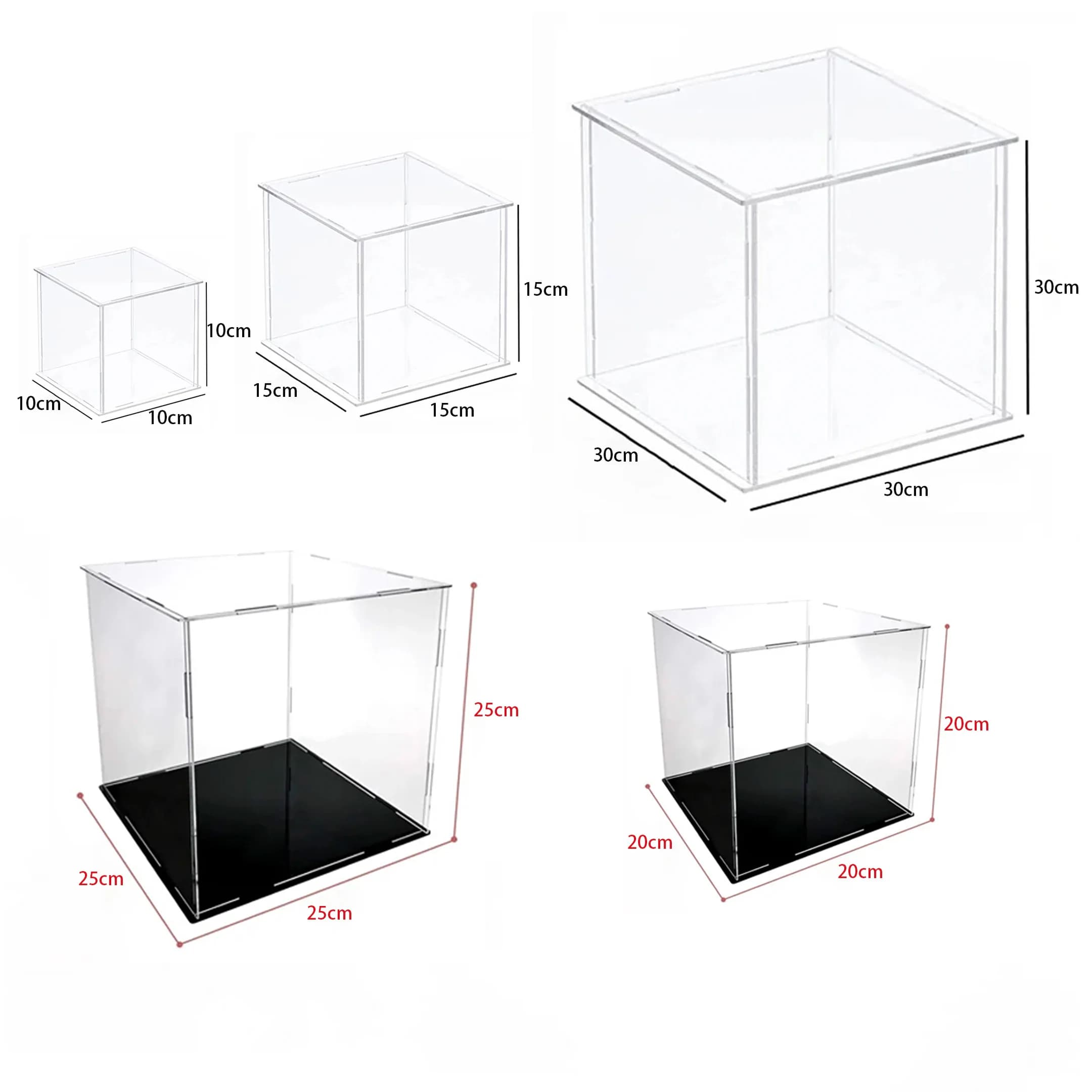 Vetrine quadrate in acrilico trasparente per oggetti da collezione, assemblare scatola protettiva per action figure e modelli di auto