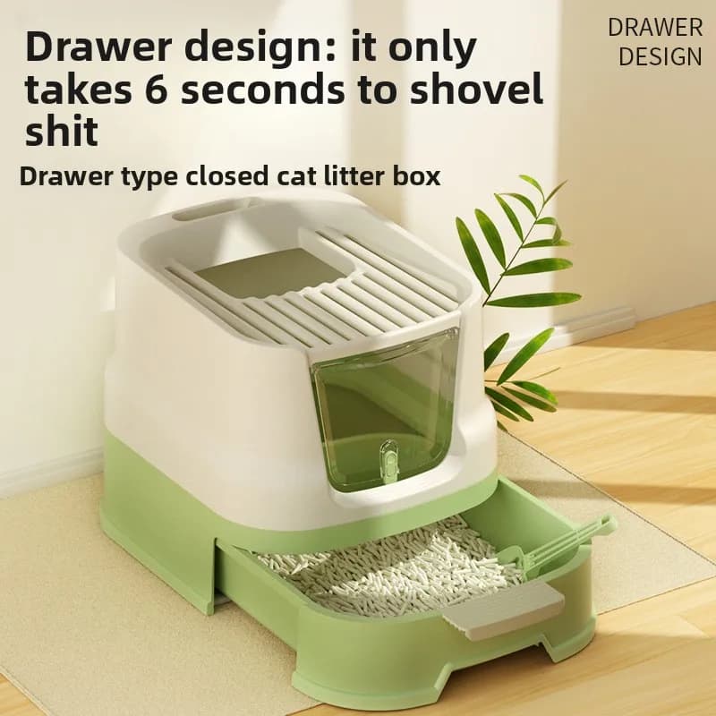 Closed Cat Litter Box Anti Splash Odor Control Large Space Adult Cats Litter Box Cat Toilet Cat Care Products Cat Toilet