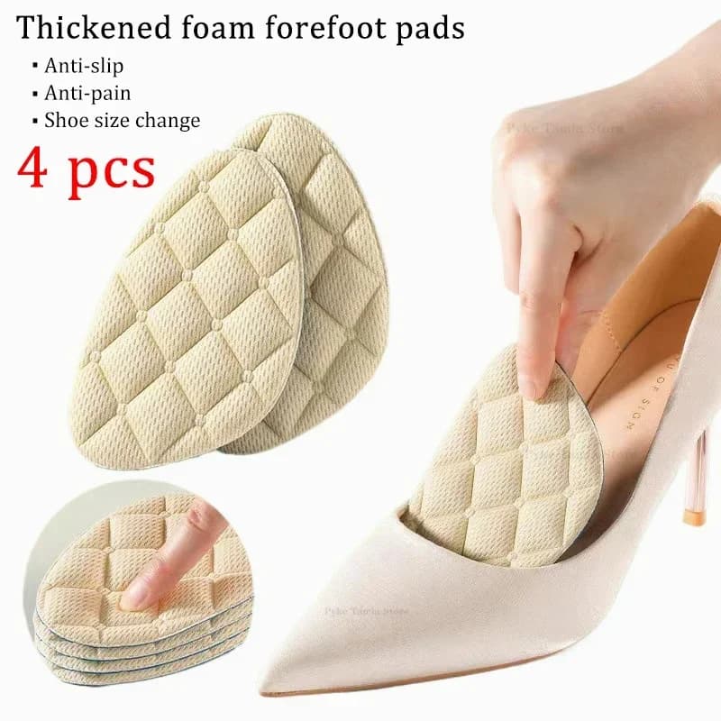 4 pezzi donne avampiede pad inserto in schiuma ispessita mezze solette tacchi alti antiscivolo sollievo dal dolore cuscinetti per scarpe cura del piede morbido cuscino della punta