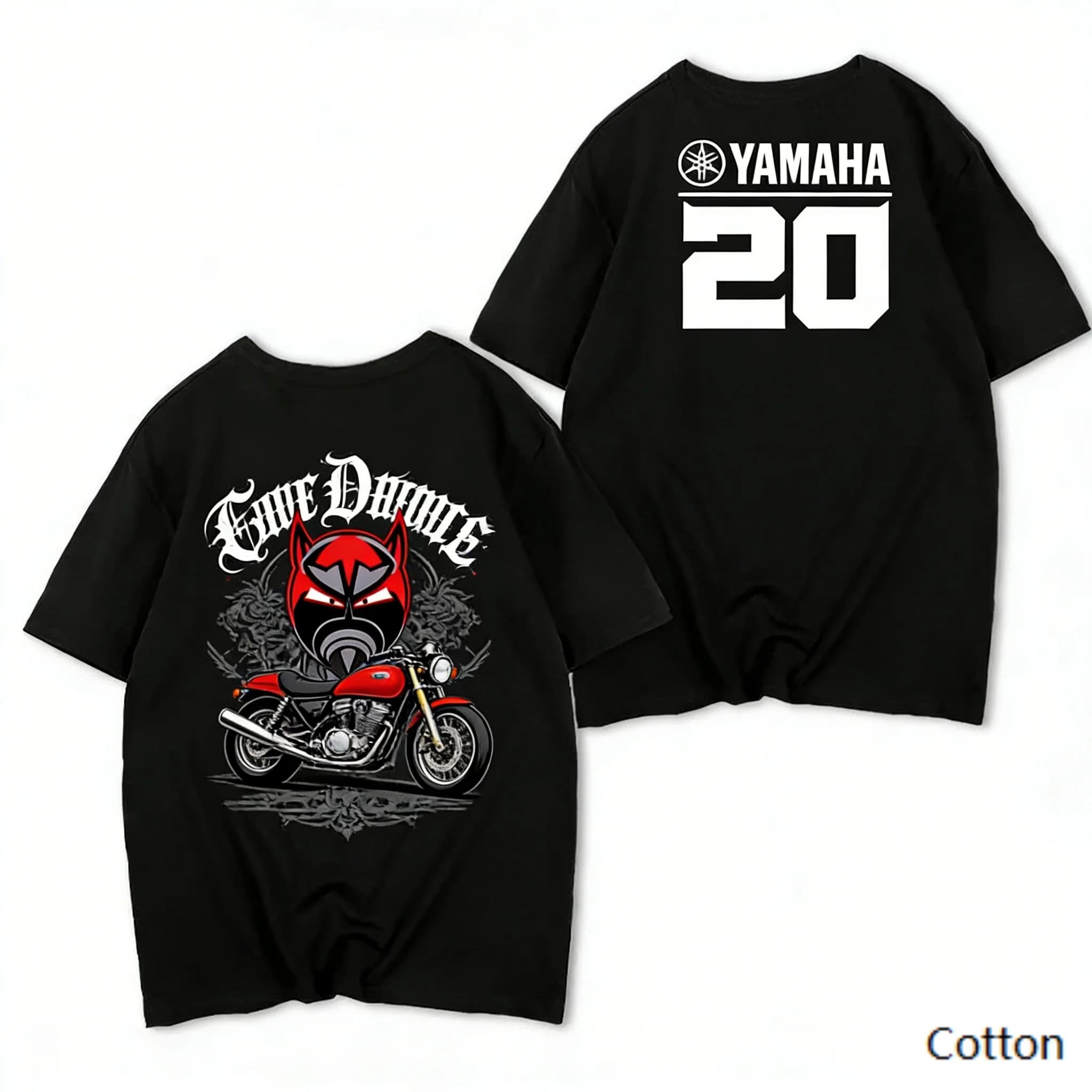 T-Shirt in Cotone con Stampa Casco YAMAHA EL DIABLO, Unisex, Manica Corta, Streetwear per Motociclisti e Appassionati di MotoGP