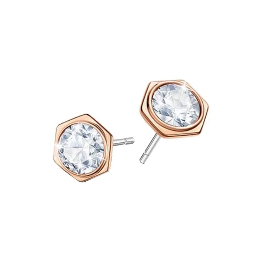 Orecchini con borchie in finto cristallo Swarovski unisex in oro rosa 5371199