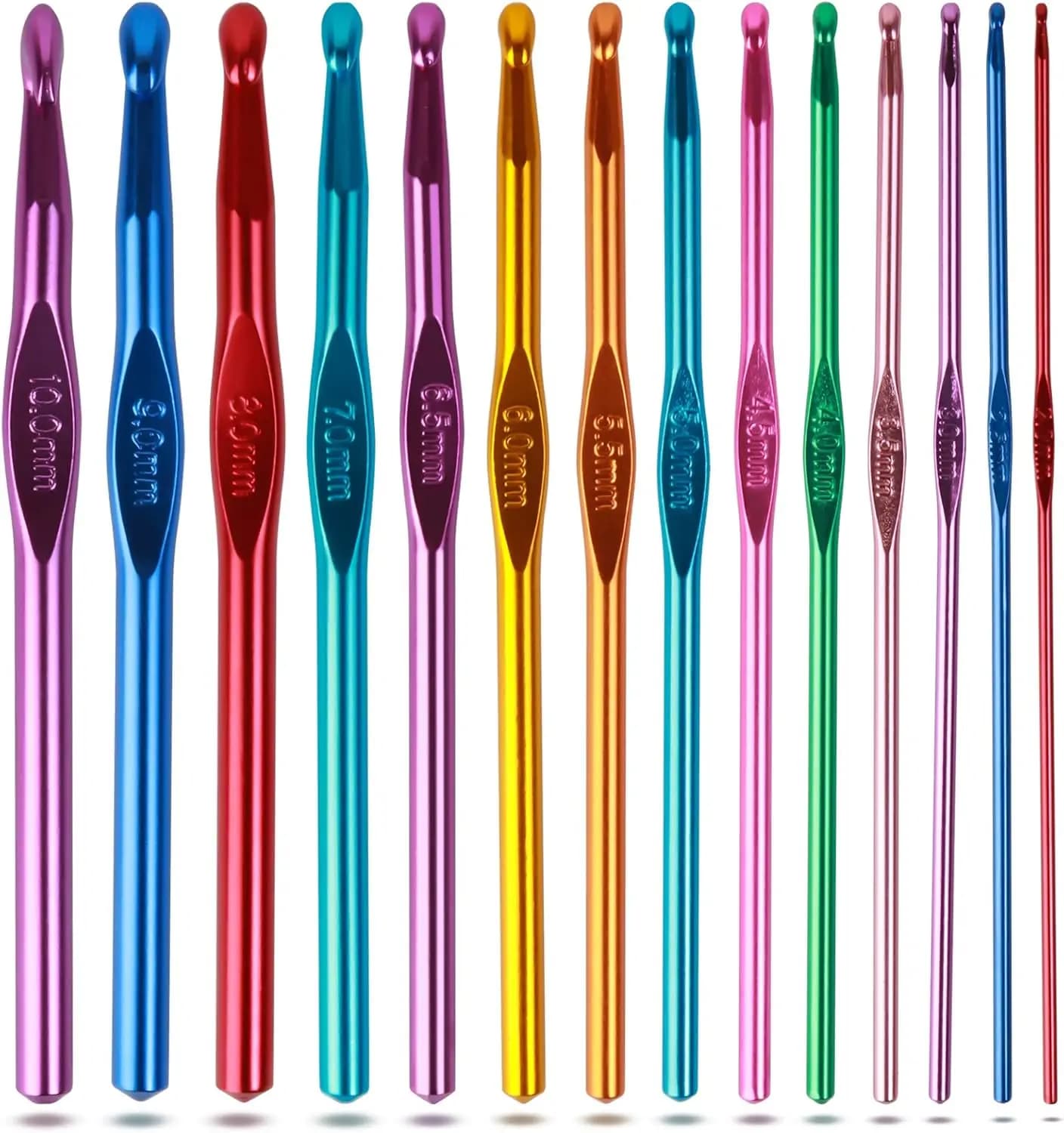 Crochet Hooks Set with Aluminum Handle Knitting Needles for Arthritic Hands, 14 Sizes for Yarn Craft