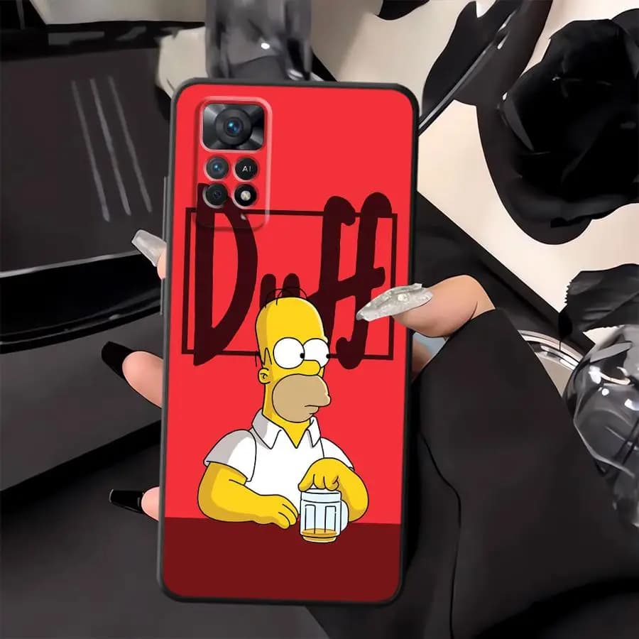 Funny Homer Simpson Case for Xiaomi Redmi Note 10S 11s 13 14 Pro Plus 9S 7 8 9 10 11 12 Pro 12s Black Soft Phone Cover