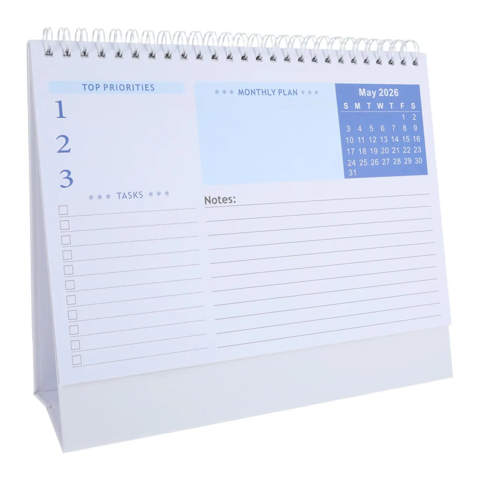 Calendario da Tavolo 2026 con Supporto, Pieghevole, Mensile, Organizer Giornaliero, Tracker delle Abitudini, Compatto per Casa