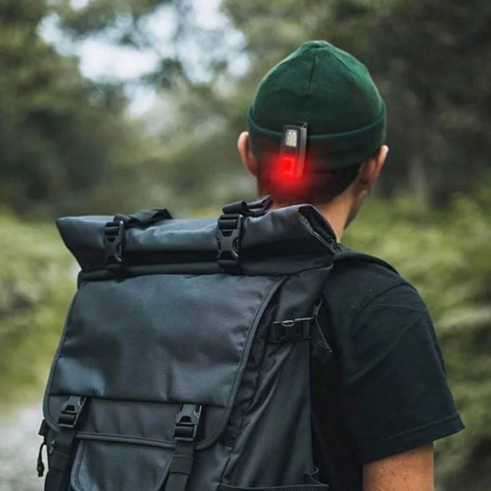 Piccola torcia multiuso EDC ricaricabile con clip sulla luce da corsa Luci per bici di sicurezza a mani libere in ABS