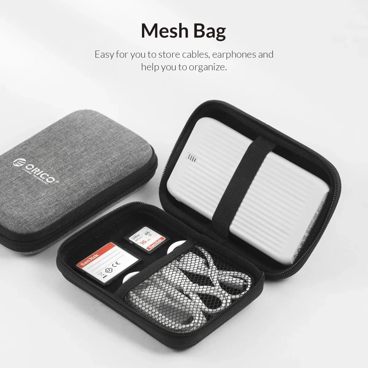 ORICO Custodia per HDD da 2,5 Pollici, Borsa Portatile per Disco Rigido Esterno, Custodia Protettiva per HDD, Nero/Rosso/Grigio