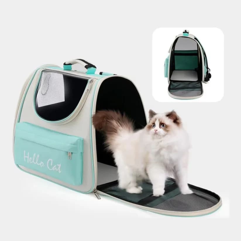 Zaino per gatti con capsula spaziale Borsa trasparente per animali domestici a bolle con maniglia per il trasporto Design anti-morso pieghevole e traspirante
