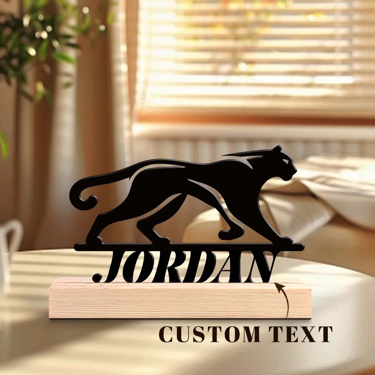 1pc Metal Ornaments with Customizable Names Customizable Name Equipped with A Wooden Base Art Decoration, Desktop Decoration