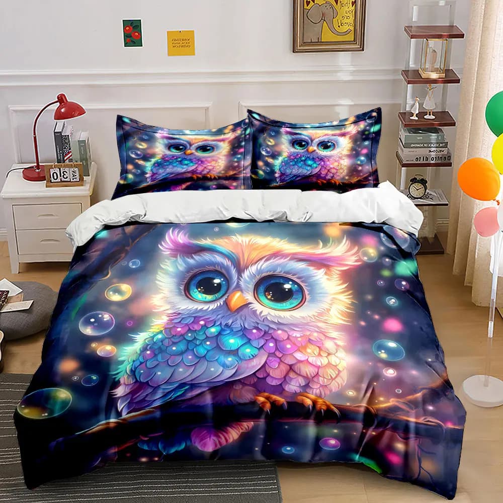 Set di biancheria da letto Fantasy Bird Decor, morbido e confortevole, include 1 copripiumino e 2 federe, idea regalo