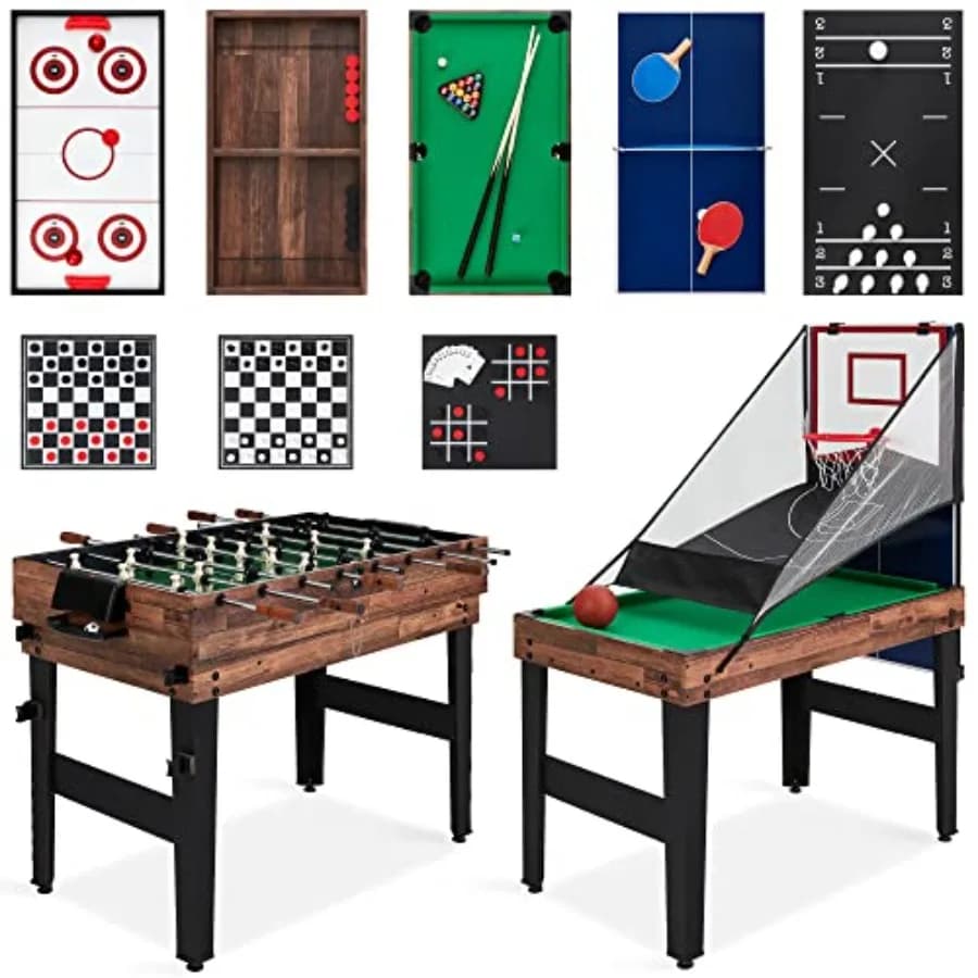 Set da tavolo da gioco combinato 13 in 1 per sala giochi domestica Amici Famiglia Include Ping Pong Matospalla Basket Air Hockey Tiro con l'arco Scacchi