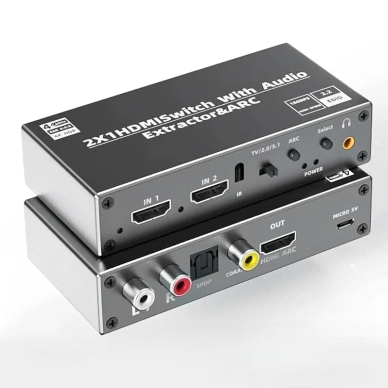 HDMI 4K output 2 in 1 with HDMI switcher with ARC 2x1 return with R/L+Toslink SPDIF+ COASSIAL audio output for PC TV