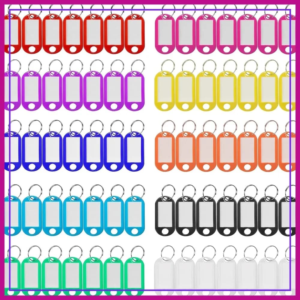 220 etichette portachiavi in plastica con anelli, etichette identificative in 10 colori per chiavi, bagagli, targhette identificative
