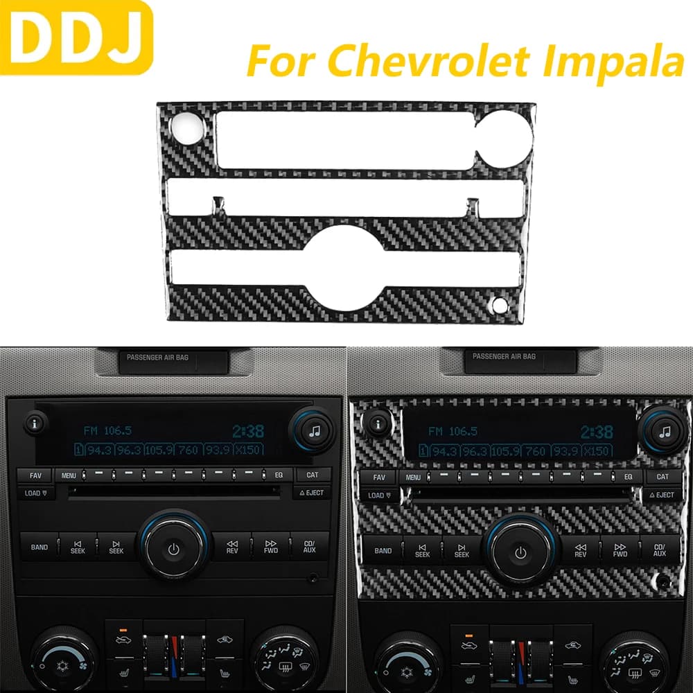 For Chevrolet Impala 2006-2013 Carbon Fiber Central Radio CD Control Panel Decorative Covering Accessories Auto Decoration Sticker