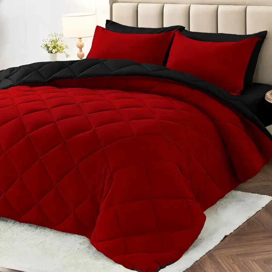 Full Bed Linen Set 7 Pieces, Reversible, Full Size, Set for All Seasons with Feather, Floor Sheet, Bed Sheet with Corners