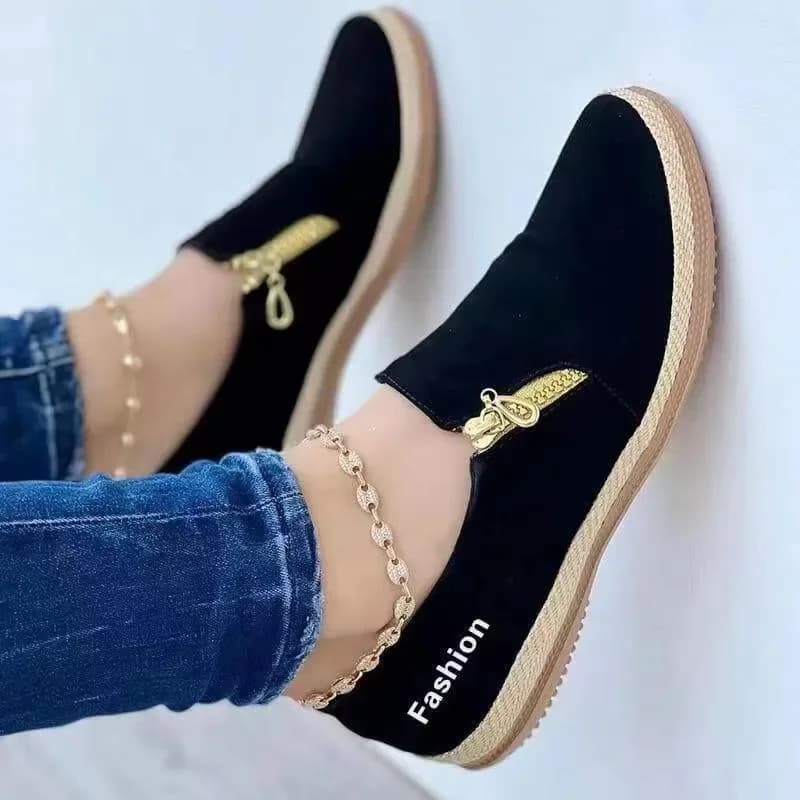 Scarpe basse nere Scarpe sportive da donna Primavera Estate Designer Walking Sneakers casual Donna Roma Scarpe da corsa Cerniera Zapatos De Mujer