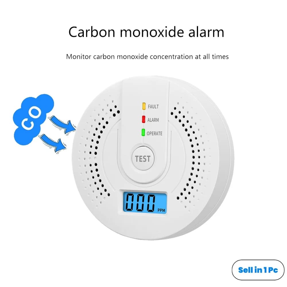 Rilevatore di monossido di carbonio Allarme di monossido di carbonio Allarme di avviso di CO alimentato a batteria Allarme di CO wireless portatile per magazzino domestico