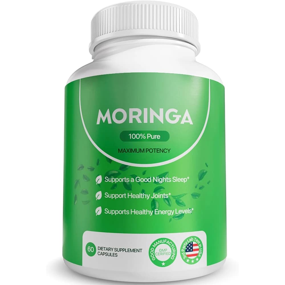 Moringa Capsules Supplement Support Sleep Well, Energy, Joints, Immune & Gut Health, Rich in Antioxidants, Vitamins & Amino Acid