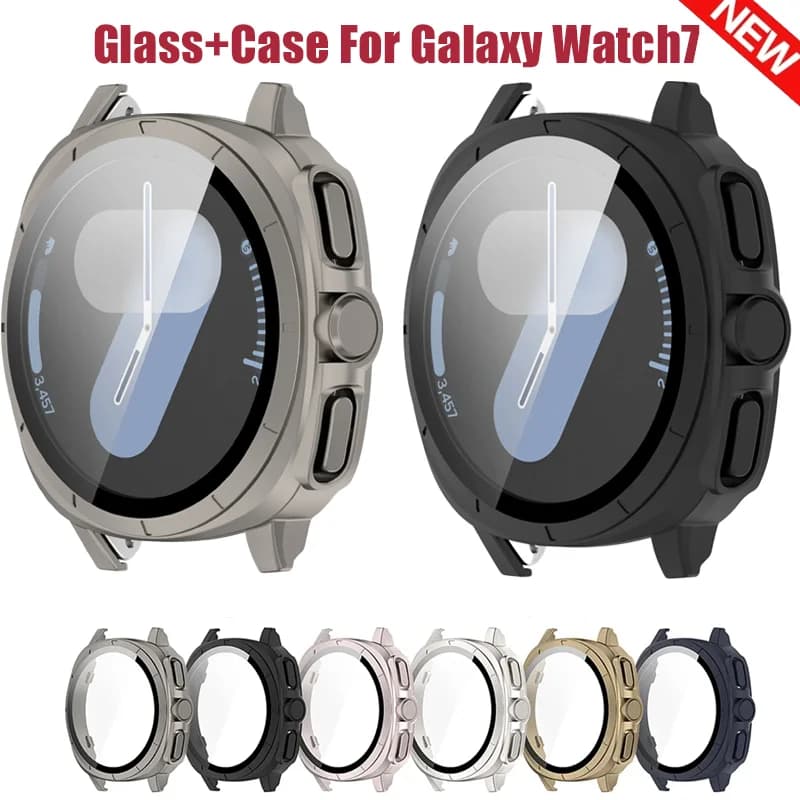 Glass+Case For Samsung Galaxy Watch 7 40mm 44mm Smartwatch Cover Protective Bumper All-Around For Galaxy Watch 7 Accessories