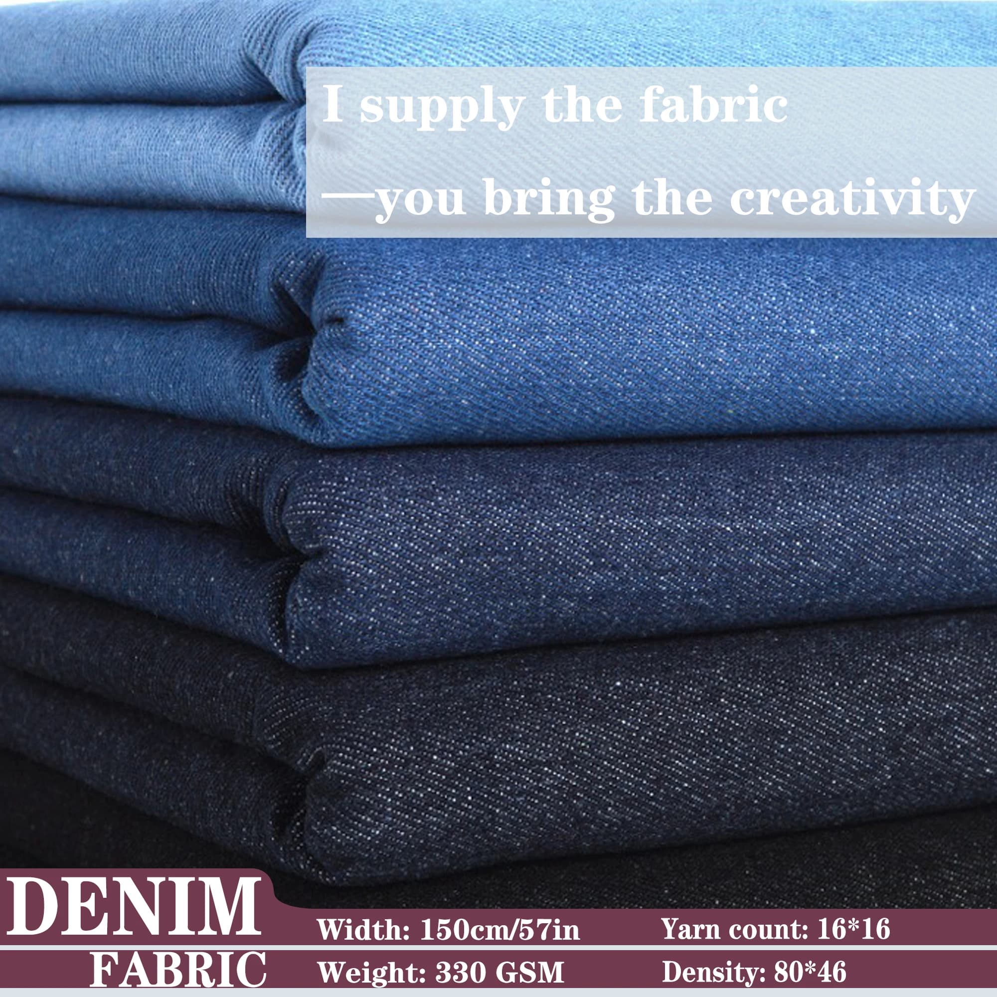 Polyester-Cotton Denim Fabric for Clothing & Quilting (Jeans, Jackets, Dresses) - Thick & Summer Weight - Sold by Meter