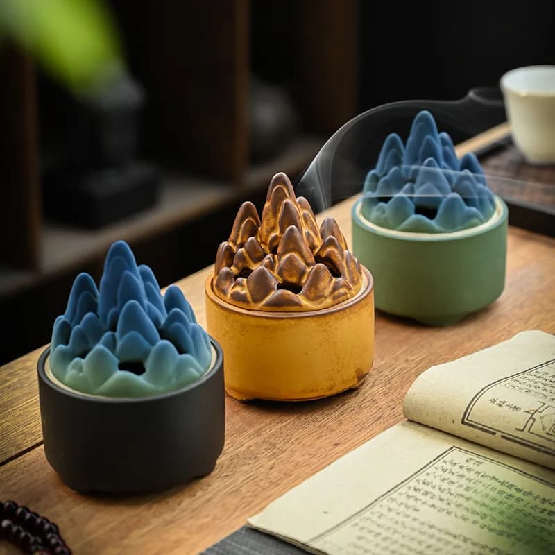 Bruciatore di incenso in ceramica fatto a mano Decorazioni per la casa in stile cinese antico Piccoli bastoncini di incenso antichi da tavolo per interni