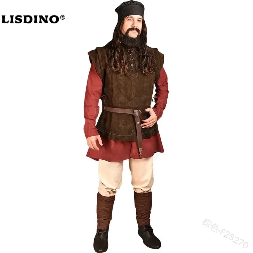 Gilet da uomo gotico con fasciatura pirata rinascimentale da cavaliere, giacca a tunica, gilet senza maniche medievale da uomo guerriero vintage