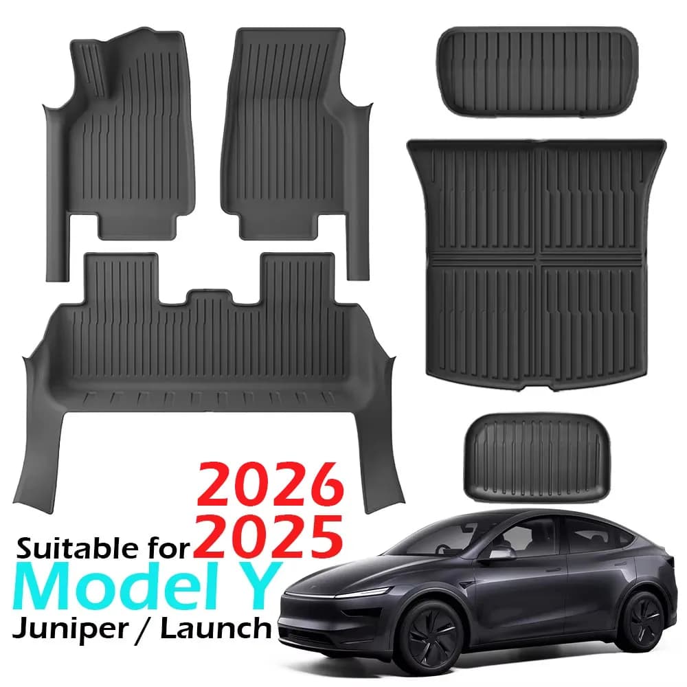 Tappetini con striscia di protezione del davanzale della porta per Tesla Model Y Juniper 2025 2026 Tappetino per schienale per bagagliaio per tutte le stagioni