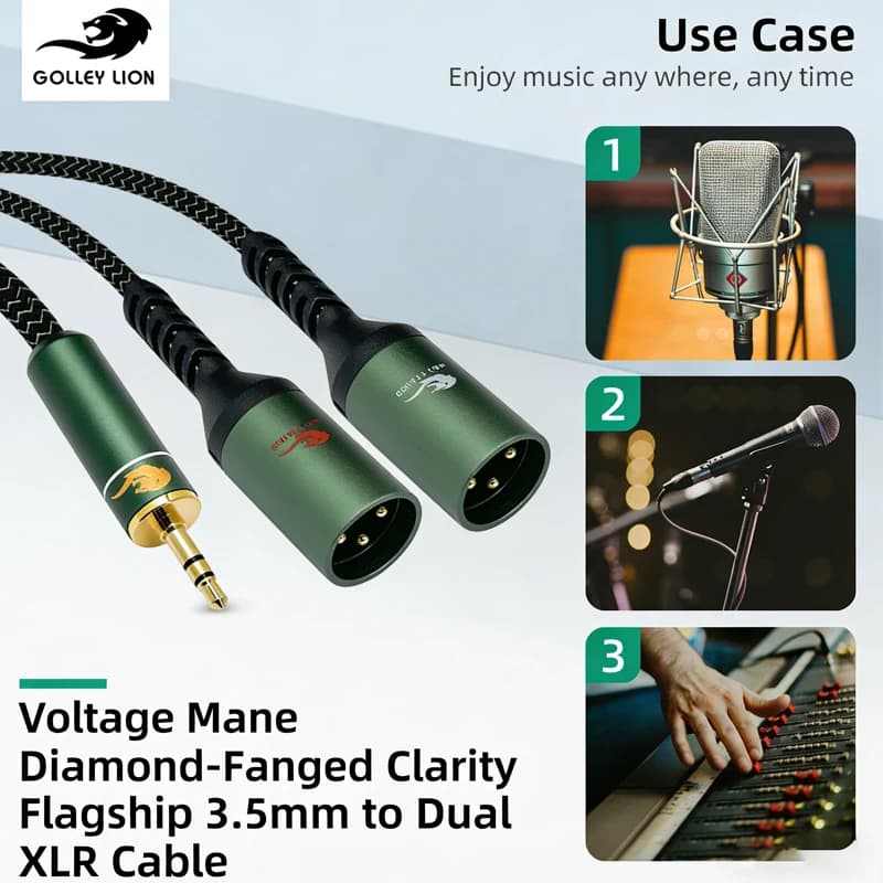 Cavo stereo da 3,5 mm a doppio XLR, cavo adattatore Y-Splitter da mini jack da 1/8 di pollice a 2 XLR maschio/femmina, adatto per laptop, desktop