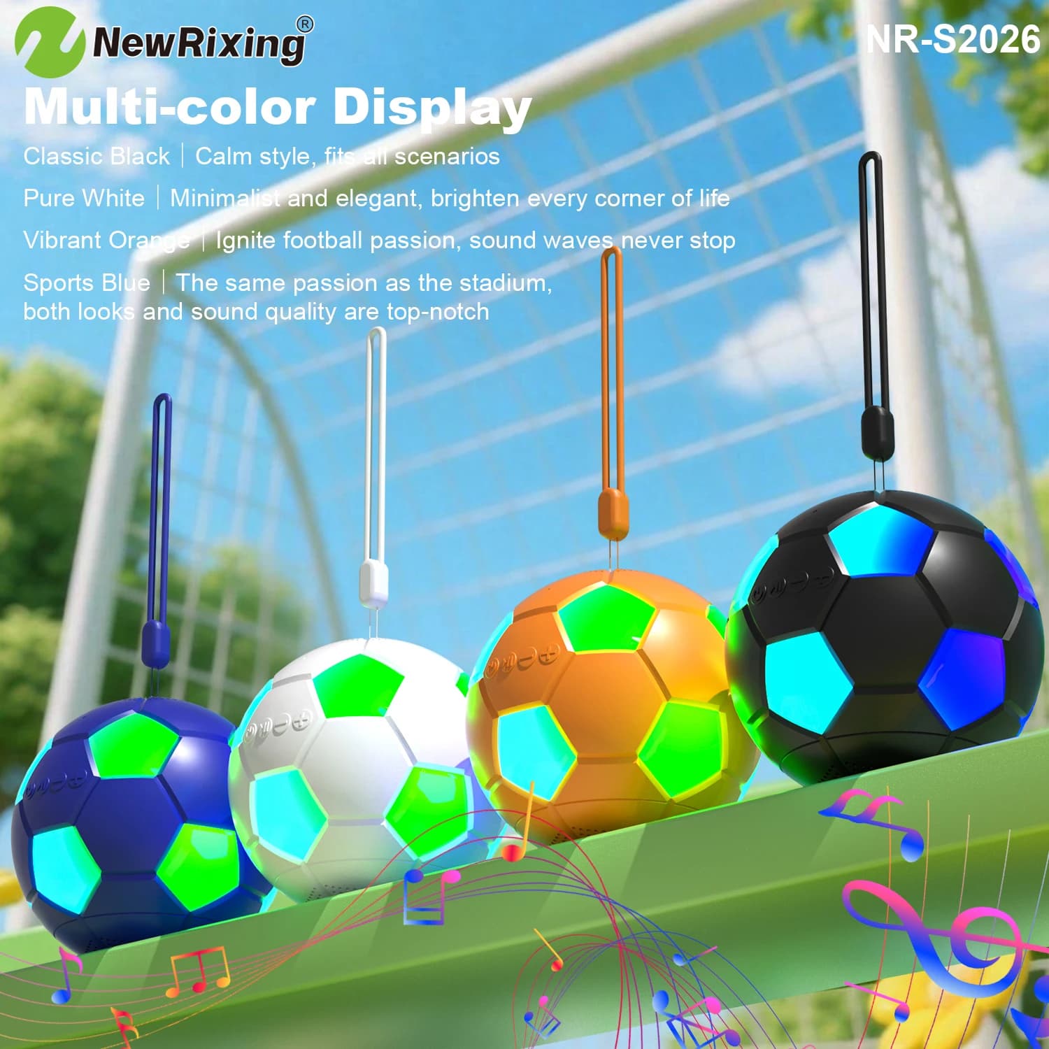 Mini altoparlante Bluetooth a forma di pallone da calcio per appassionati di sport, altoparlante Bluetooth portatile wireless da esterno con luci LED RGB