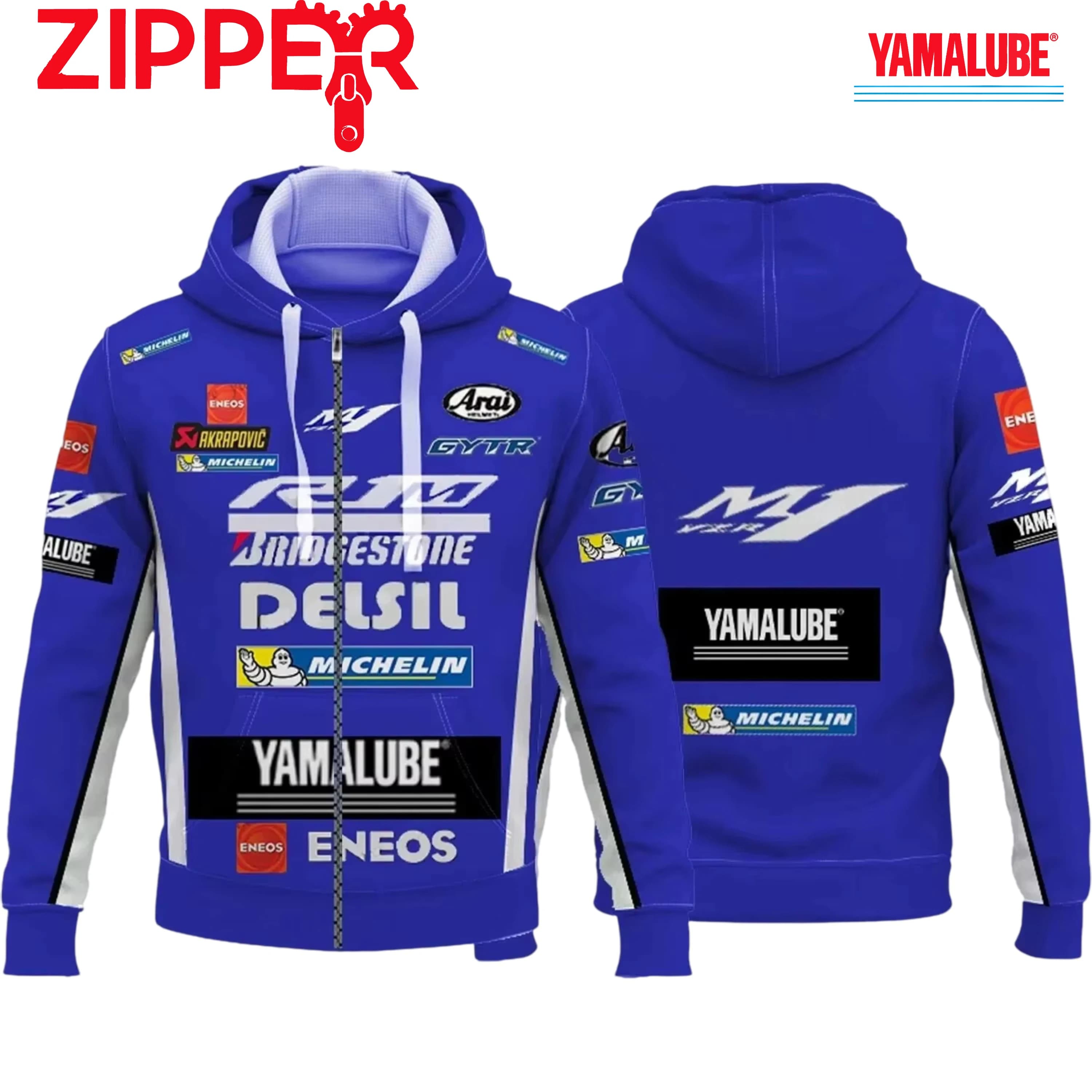 M1 Yamaha men's new fashionable printed riding jacket motorcycle hooded shirt Yamaha racing suit hooded zipper fashion top